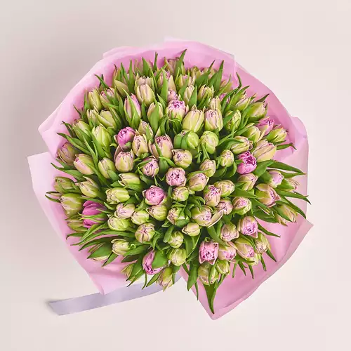 Product image Bouquet 101 Light Violet PionyTulips, packaging: Purple, vendor code: 3293