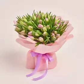Букет 51 Светло-Фиолетовый пионовидный тюльпан