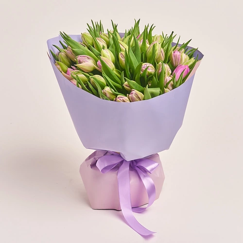 Product image Bouquet 51 Light Violet PionyTulips, packaging: Gradiens violet, vendor code: 3294