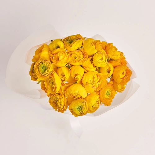 Product image Bouquet 25 Yellow Ranunculuses, packaging: Transparent, vendor code: 3306