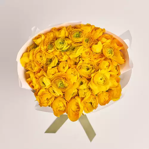 Изображение товара Букет 51  Желтый Ранункулюс, упаковка: Серая, артикул: 3313