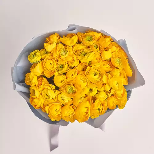 Product image Bouquet 51 Yellow Ranunculuses, packaging: Gray, vendor code: 3313