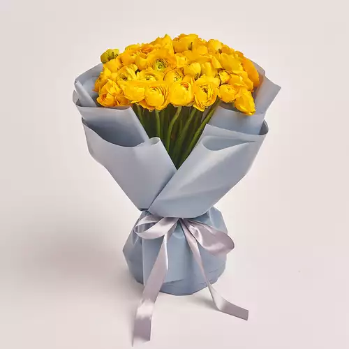 Product image Bouquet 51 Yellow Ranunculuses, packaging: Gray, vendor code: 3313