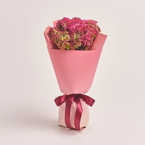 Product image Bouquet 15 Crimson Ranunculuses Ponpon Bicolor, packaging: Gradiens pink, vendor code: 3317