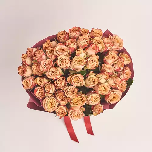 Зображення товару Букет 51 троянда Капучіно, пакування: Коралова, артикул: 3321