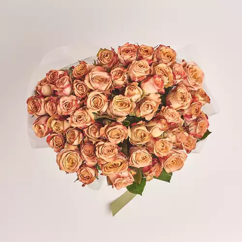 Зображення товару Букет 51 троянда Капучіно, пакування: Прозора, артикул: 3321