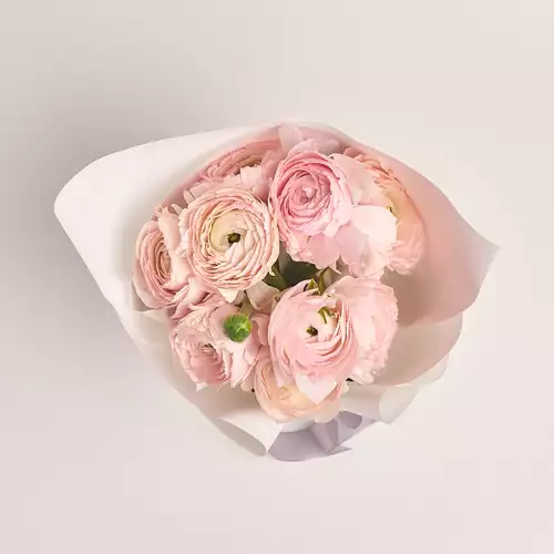 Product image Bouquet 9 Pink Ranunculuses, packaging: White, vendor code: 3324
