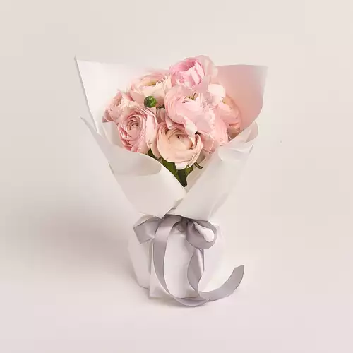 Product image Bouquet 9 Pink Ranunculuses, packaging: White, vendor code: 3324