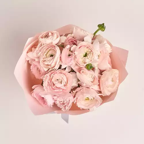 Product image Bouquet 19 Pink Ranunculuses, packaging: Composite light pink, vendor code: 3326