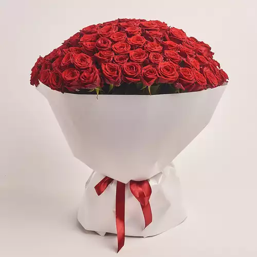 Product image Bouquet 101 Roses Red Naomi, packaging: White, vendor code: 3328