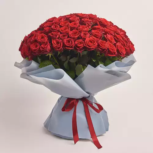 Product image Bouquet 101 Roses Red Naomi, packaging: Gray, vendor code: 3328