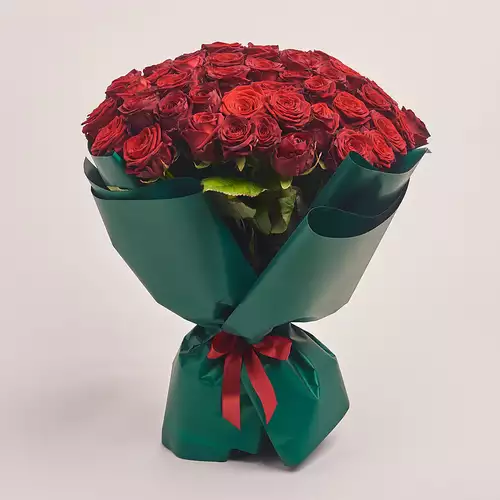 Product image Bouquet 51 Roses Red Naomi, packaging: Green, vendor code: 3341