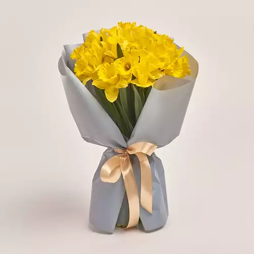 Product image Bouquet of 25 Yellow Narcissus, packaging: Gray, vendor code: 3368