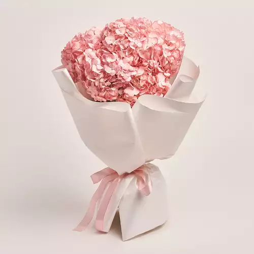 Product image Bouquet of 7 Pink Hydrangeas, packaging: White, vendor code: 3378