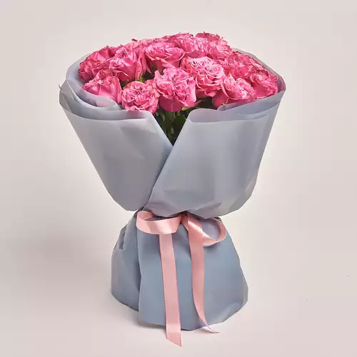 Product image Bouquet of 25 Roses Country Blues, packaging: Gray, vendor code: 3382