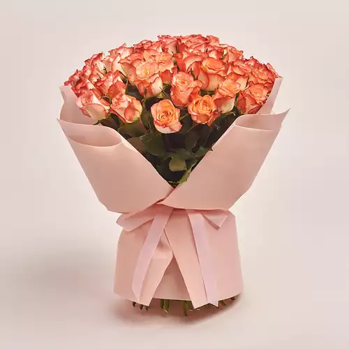 Product image Bouquet of 51 Roses Orange Condor, packaging: Kafin rose, vendor code: 3385