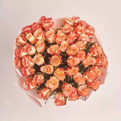 Product image Bouquet of 51 Roses Orange Condor, packaging: Kafin rose, vendor code: 3385