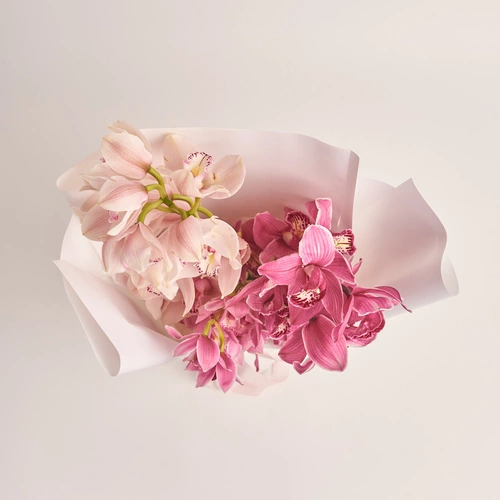Product image Bouquet of 3 Cymbidium's branches mix, packaging: White, vendor code: 3429