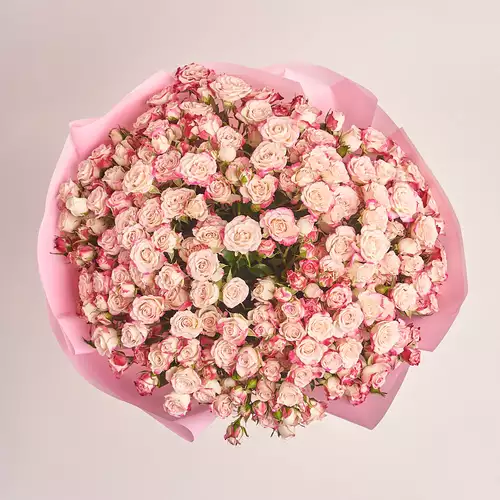Product image Bouquet of 51 Reflex Spray Roses, packaging: Pink, vendor code: 3441