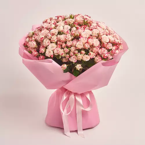 Product image Bouquet of 51 Reflex Spray Roses, packaging: Pink, vendor code: 3441