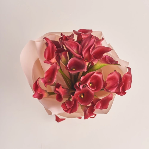 Product image Bouquet of 25 Red Callas, packaging: Powder, vendor code: 3463