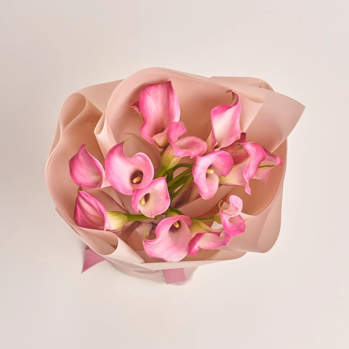 Product image Bouquet of 15 Pink Callas, packaging: Powder, vendor code: 3464
