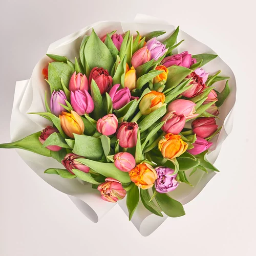Product image Bouquet 35 Рeony tulips mix, packaging: White, vendor code: 3477