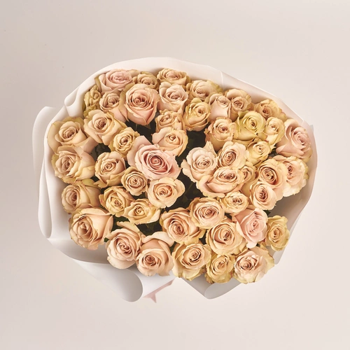 Product image Bouquet of 51 Quicksand Roses, packaging: White, vendor code: 3482