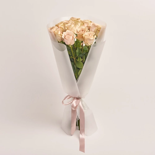 Product image Bouquet of 15 Quicksand Roses, packaging: Transparent, vendor code: 3483