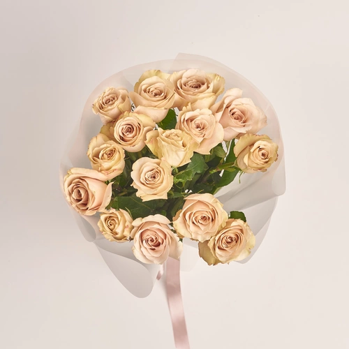 Product image Bouquet of 15 Quicksand Roses, packaging: Transparent, vendor code: 3483