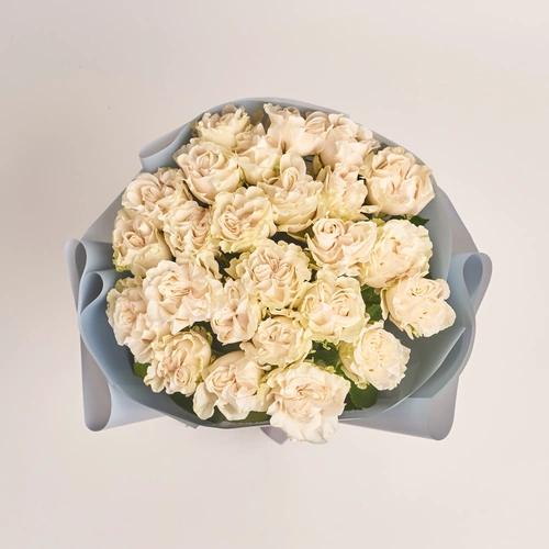 Product image Bouquet of 25 White Peony Roses, packaging: Gray, vendor code: 3485