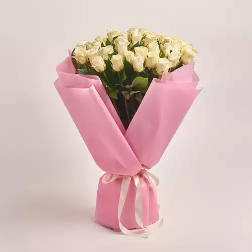 Product image Bouquet of 51 Beluga Roses, packaging: Pink, vendor code: 3492