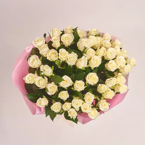Product image Bouquet of 51 Beluga Roses, packaging: Pink, vendor code: 3492