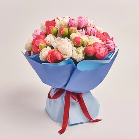 Bouquet of 51 Bright Peonies mix