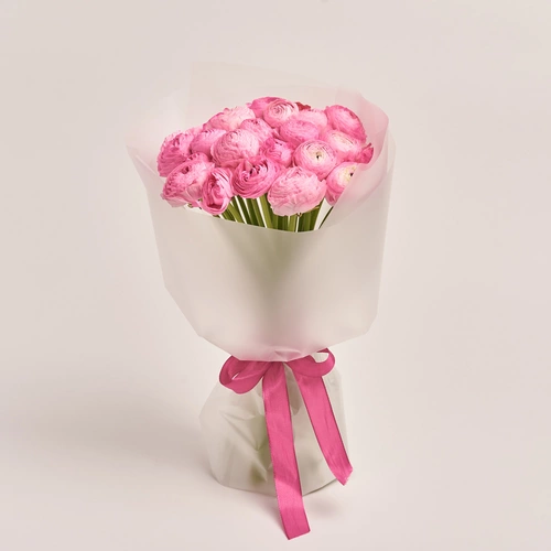 Product image Bouquet 25  Bright Pink Ranunculuses, packaging: Transparent, vendor code: 3506