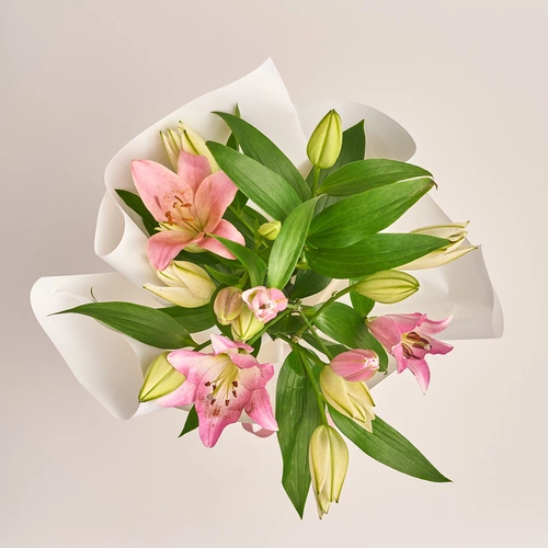 Product image Bouquet of 25 Lilies mix, packaging: White, vendor code: 3519