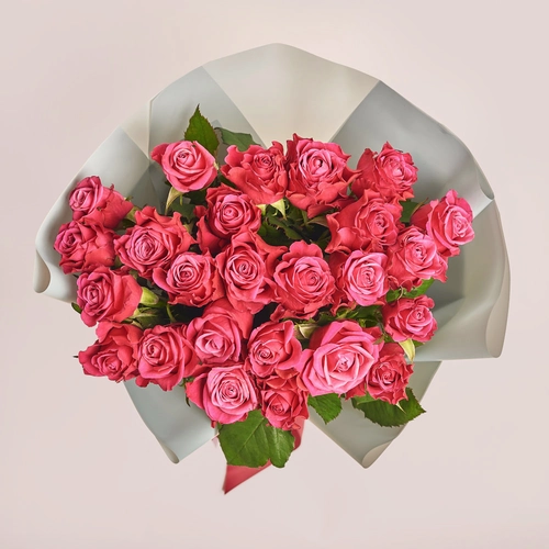 Зображення товару Букет 25 Троянд Сюзан, пакування: Сіра, артикул: 3557