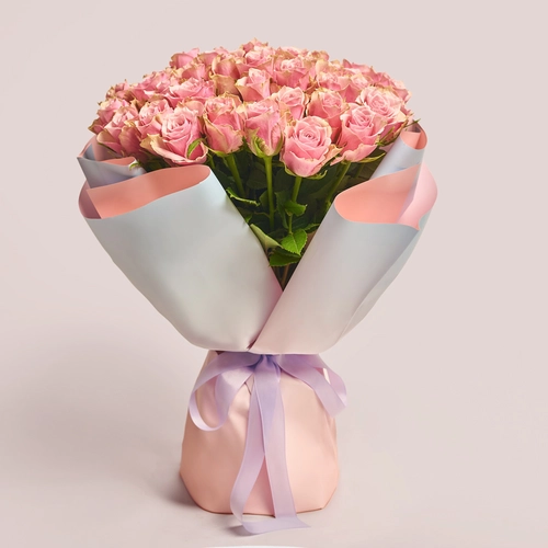 Product image Bouquet of 51 Roses Athena Royal, packaging: Gradiens light blue, vendor code: 3559