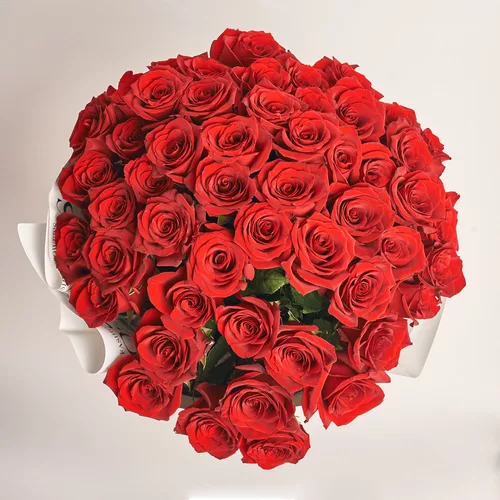 Product image Bouquet 51 Red Rose Explorer, packaging: Newspaper, vendor code: 3561