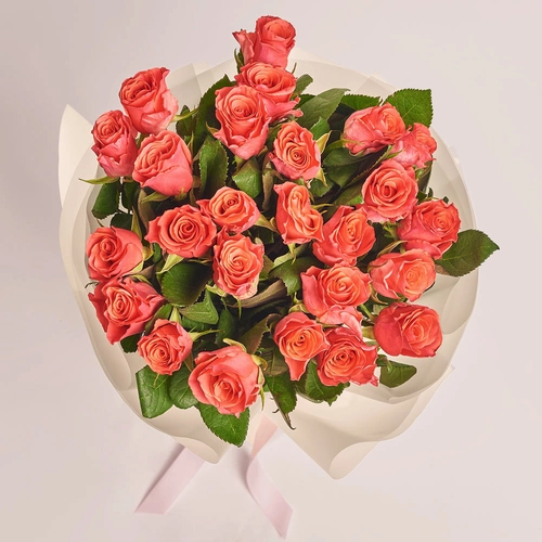 Зображення товару Букет 25 Троянд Пінк Таказі, пакування: Прозора, артикул: 3563