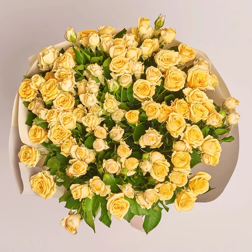 Product image Bouquet of 25 Trinity Roses Spray, packaging: Kafin cream, vendor code: 3568