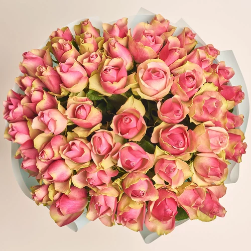 Зображення товару Букет 51 Троянда Белев'ю, пакування: Блакитна, артикул: 3575