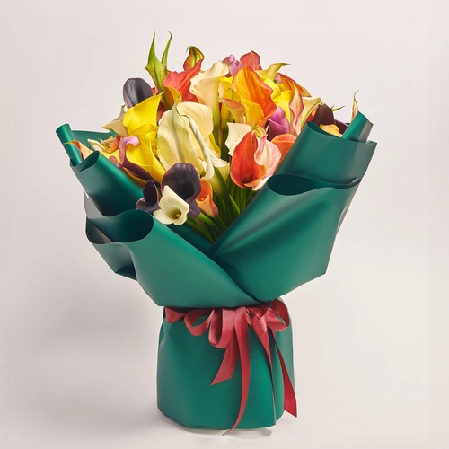 Product image Bouquet of 101 Callas mix, packaging: Green, vendor code: 3591