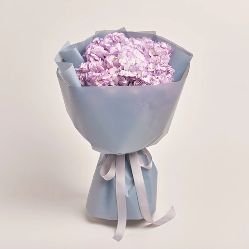 Product image Bouquet of 5 Lavender Hydrangeas, packaging: Gray, vendor code: 3593