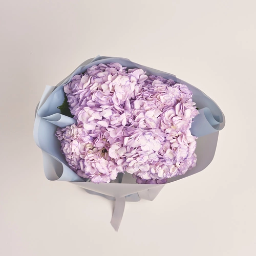 Product image Bouquet of 5 Lavender Hydrangeas, packaging: Gray, vendor code: 3593