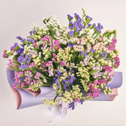 Product image Bouquet of 51 Statices міх, packaging: Gradiens violet, vendor code: 3595