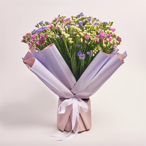 Product image Bouquet of 51 Statices міх, packaging: Gradiens violet, vendor code: 3595