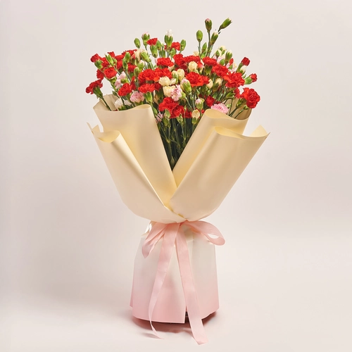 Product image Bouquet 35 Carnations Spray Mix, packaging: Gradiens pink, vendor code: 3617