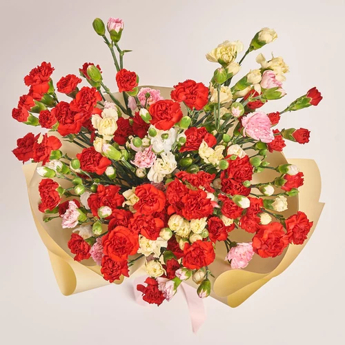 Product image Bouquet 35 Carnations Spray Mix, packaging: Gradiens pink, vendor code: 3617