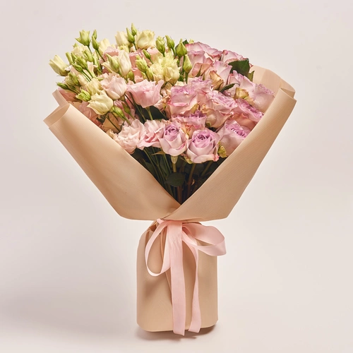 Product image Bouquet Duo with Eustomas and Memory Roses, packaging: Kafin cream, vendor code: 3632